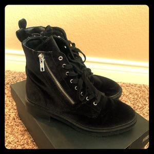 Black velvet boots